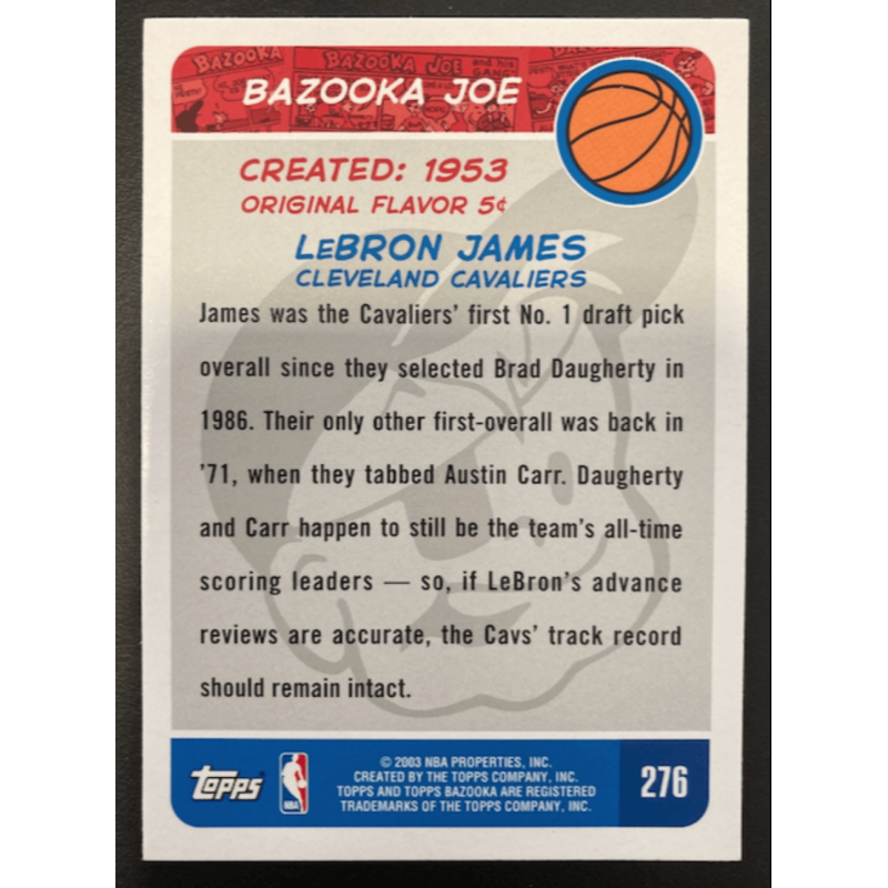 NBA card LEBRON JAMES 2003 TOPPS BAZOOKA ROOKIE - 276