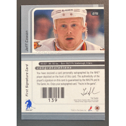 JEFF COWAN 2001-02 BAP Signature Series Autographs Gold - 75