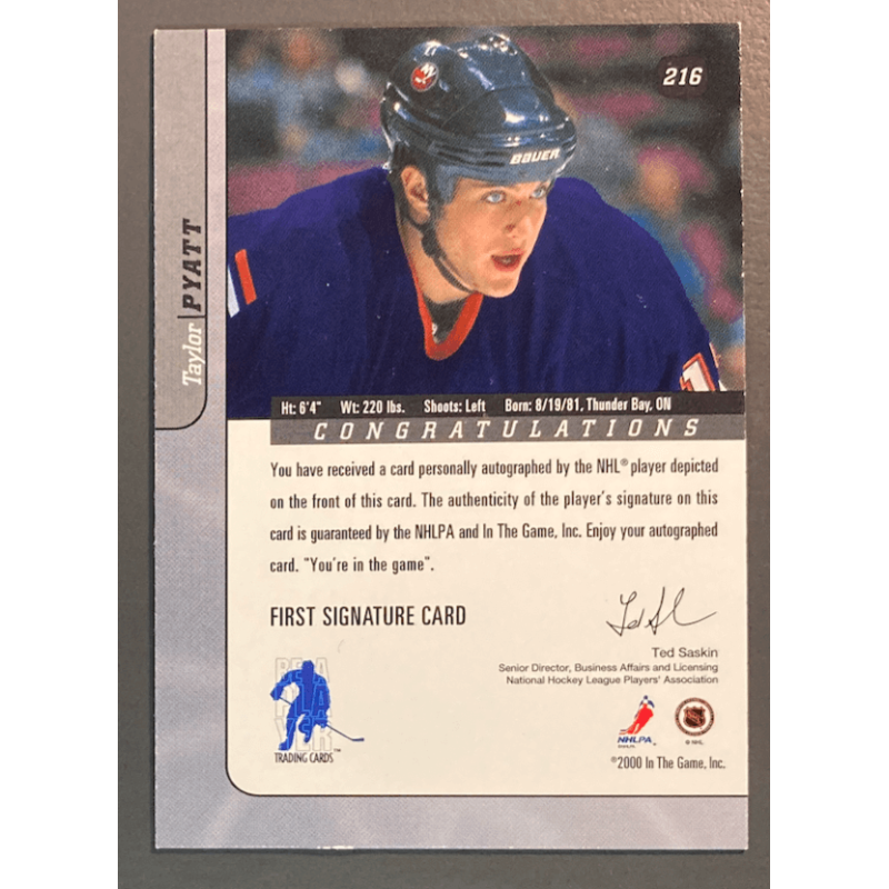 TAYLOR PYATT 2000-01 BAP Signature Series Autographs Gold - 216