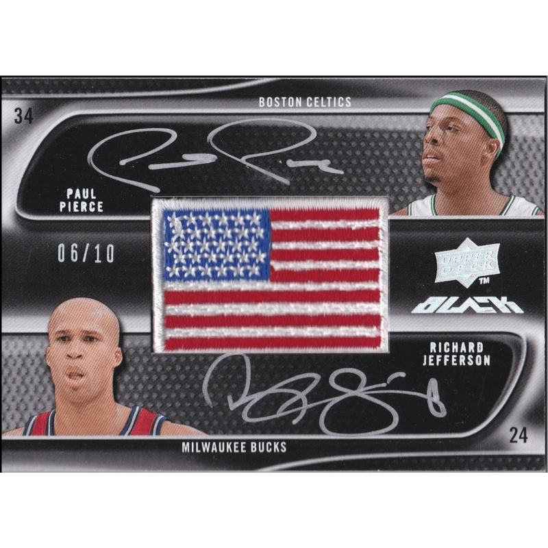 NBA card carte NBA PIERCE / JEFFERSON 2008 UD BLACK FLAG DUAL AUTO /10