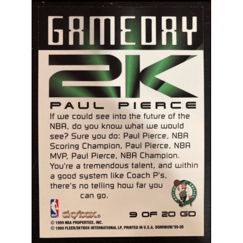 PAUL PIERCE 1999 SKYBOX DOMINION GAME DAY 2K WARP TEK 9 OF 20