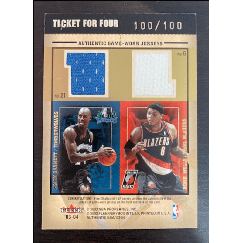 PIERCE / RICHARDSON / K.GARNETT / WELLS 2003 FLEER TICKET
