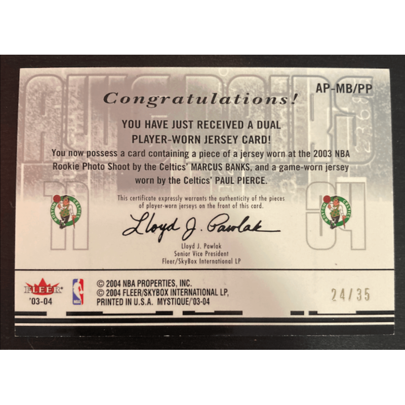 PAUL PIERCE / MARCUS BANKS 2003 FLEER DUAL JERSEY 24/35