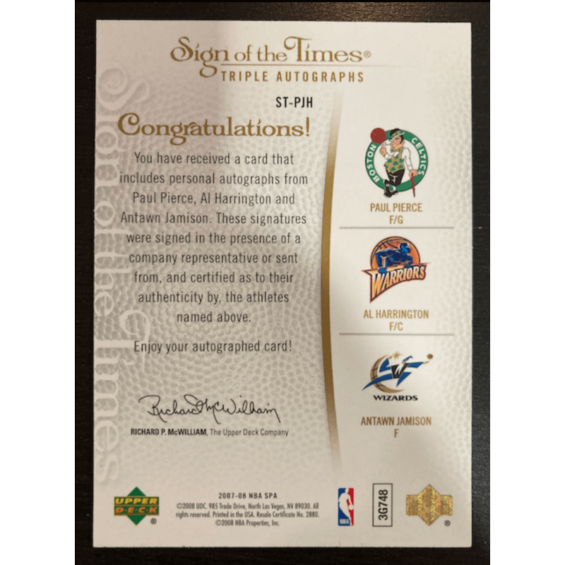PIERCE / HARRINGTON / JAMISON 2007 SP SIGNATURE Triple Auto /10