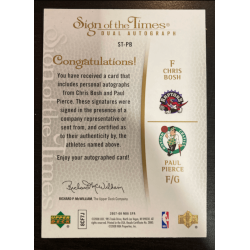 PIERCE / BOSH 2007 UPPER DECK SP SIGNATURE SIGN OF THE TIME