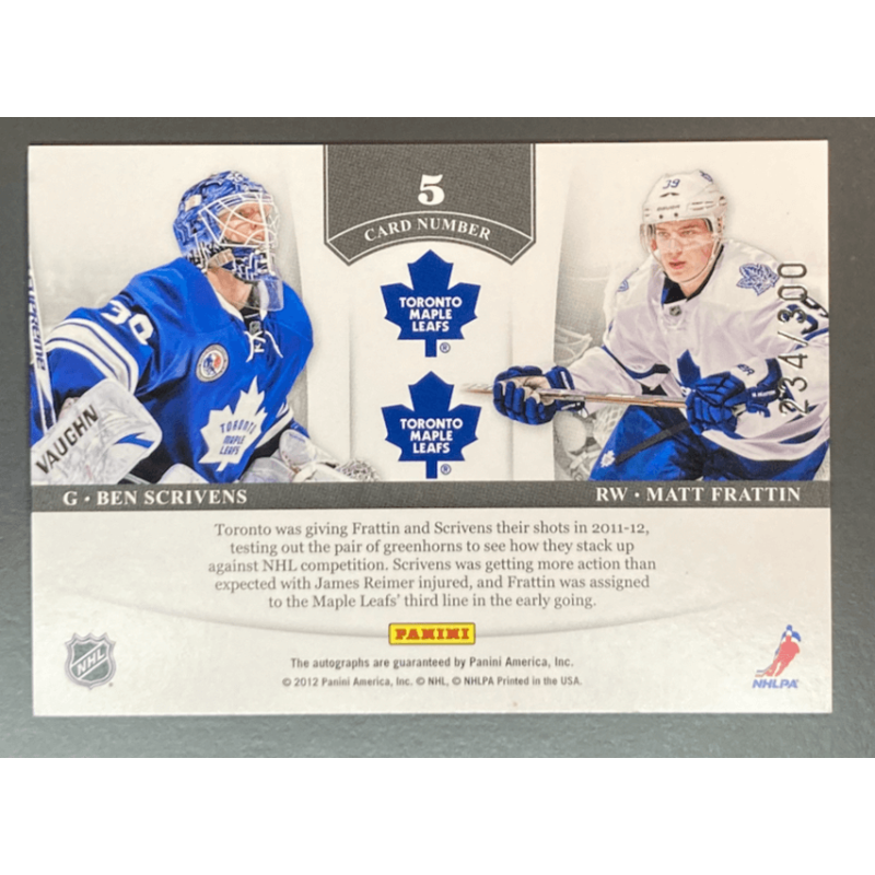 SCRIVENS / FRATTIN 2012 Panini Contenders Dual Autograph 234/300
