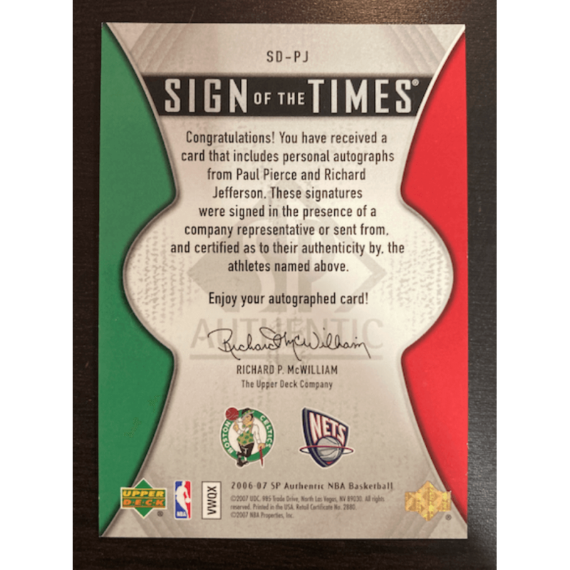 PAUL PIERCE / RICHARD JEFFERSON 2006 SIGN OF THE TIME 14/15