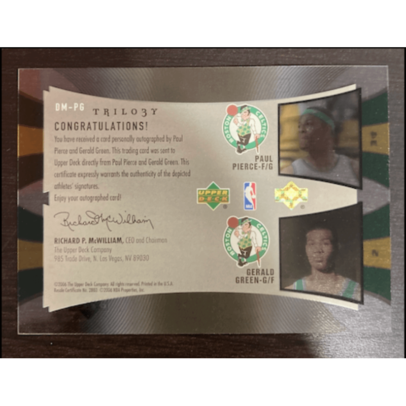 PAUL PIERCE / GERALD GREEN 2005 UD TRILOGY Autographs 03/75