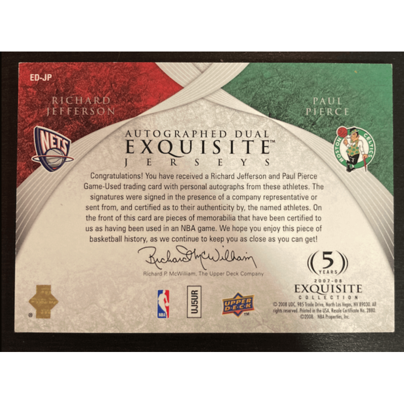 PAUL PIERCE / RICHARD JEFFERSON 2007 EXQUISITE Autographs /5