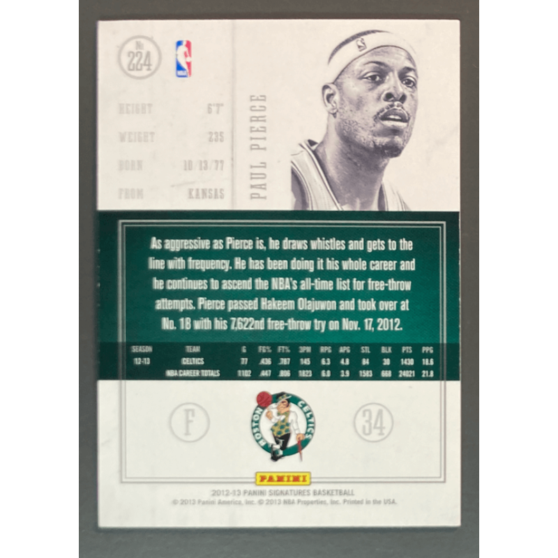 PAUL PIERCE 2012 PANINI SIGNATURES 224 one of one