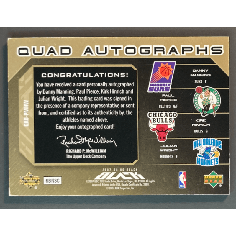 PIERCE / MANNING / HINRICH / WRIGHT 2007 UD BLACK QUAD AUTO