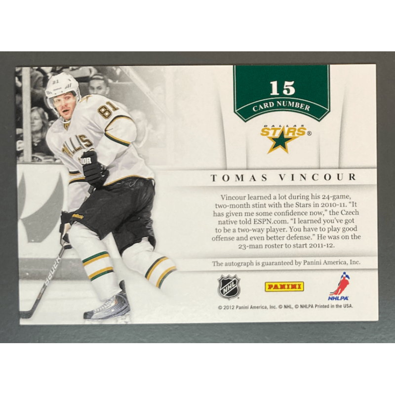 TOMAS VINCOUR 2011-12 Panini CONTENDERS Autograph