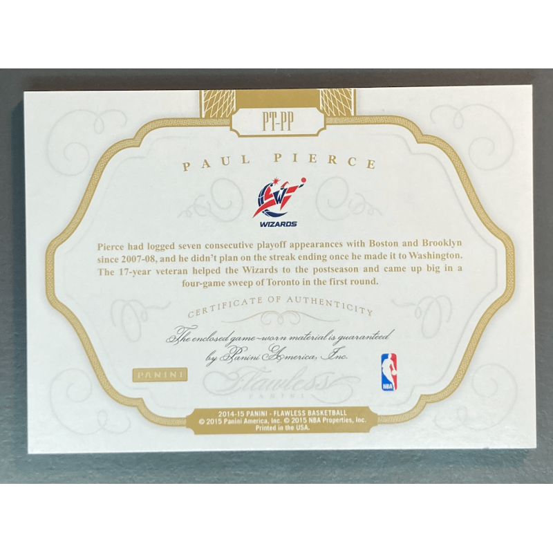 PAUL PIERCE 2014 PANINI FLAWLESS PATCH 13/15