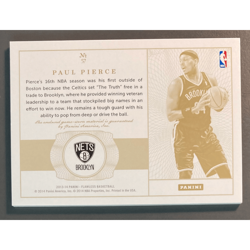 PAUL PIERCE 2013 PANINI FLAWLESS PATCH RUBY 02/15