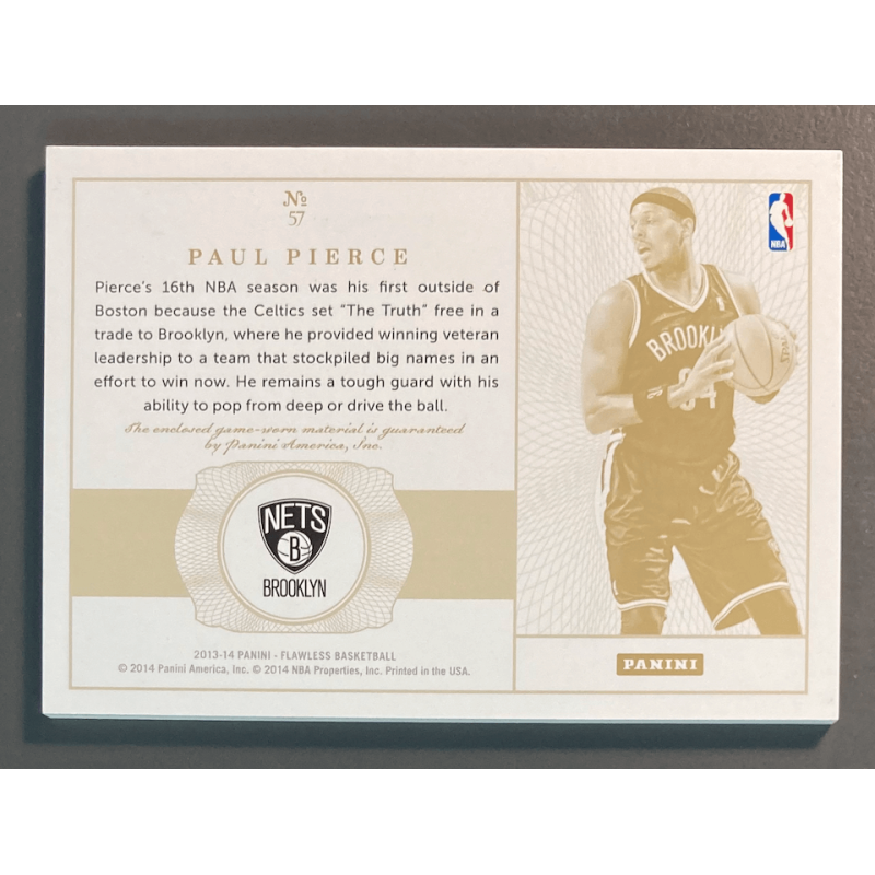 PAUL PIERCE 2013 PANINI FLAWLESS PATCH EMERALD 3/5