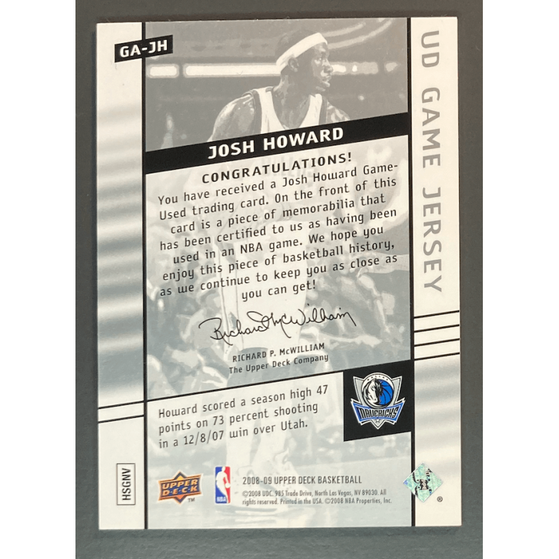 JOSH HOWARD 2008-09 UPPER DECK Game Jersey