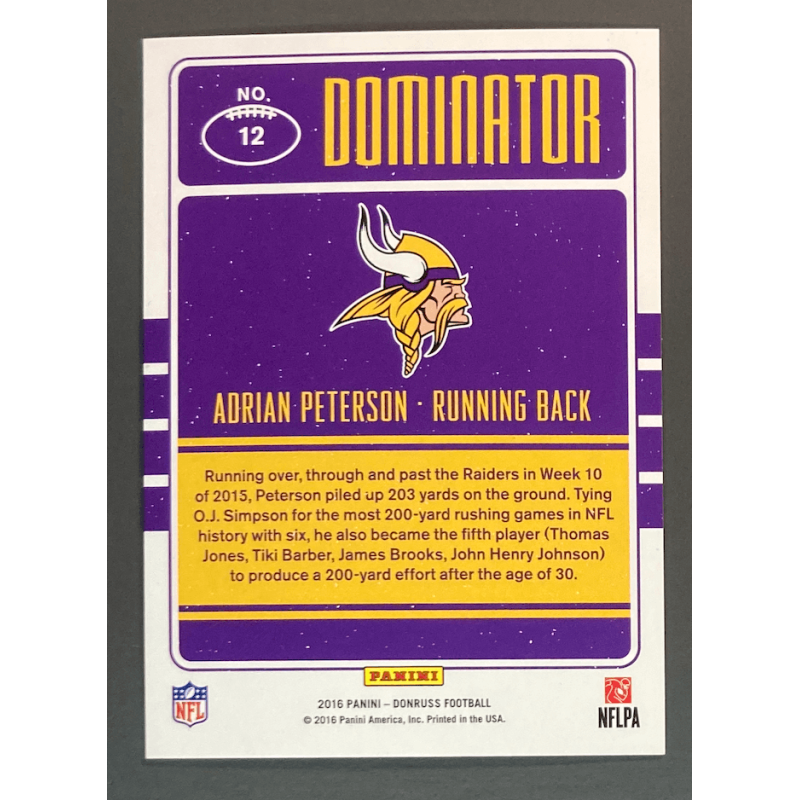 ADRIAN PETERSON 2016 DONRUSS DOMINATOR 993/999