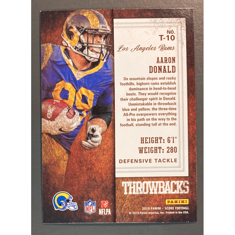 carte NFL AARON DONALD 2019 SCORE THROWBACKS
