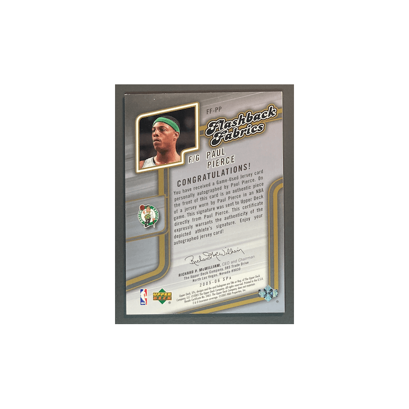 PAUL PIERCE 2005 SPX FLASHBACK FABRICS Spectrum Autograph 1