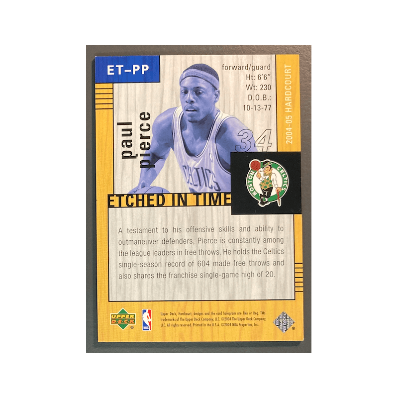 PAUL PIERCE 2004 UPPER DECK ETCHED IN TIME 19PTS 7 BOARDS 1/1