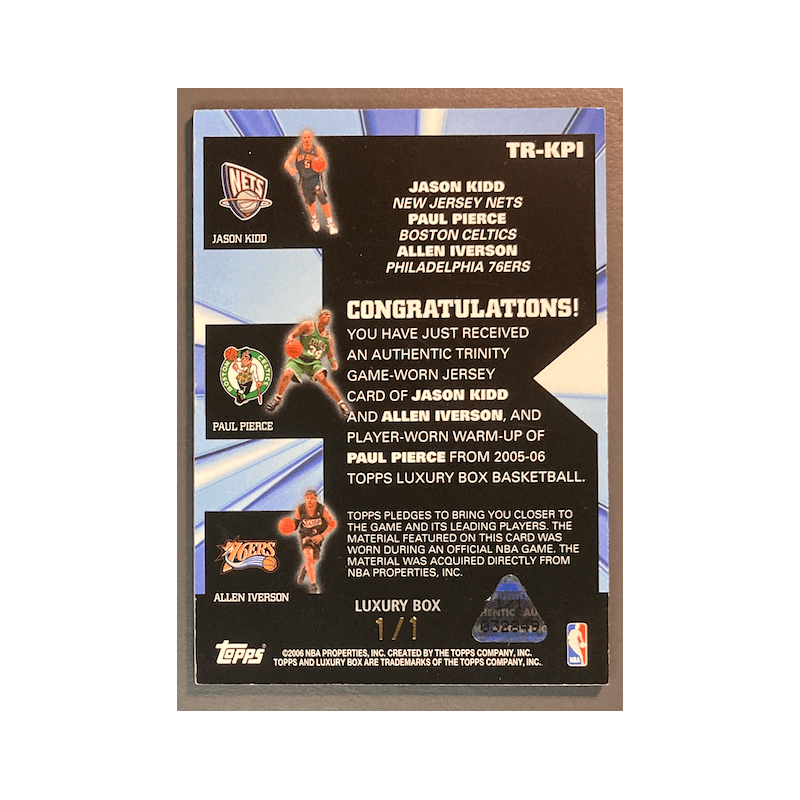 PIERCE / KIDD / IVERSON TOPPS LUXURY TRINITY Jersey 1/1