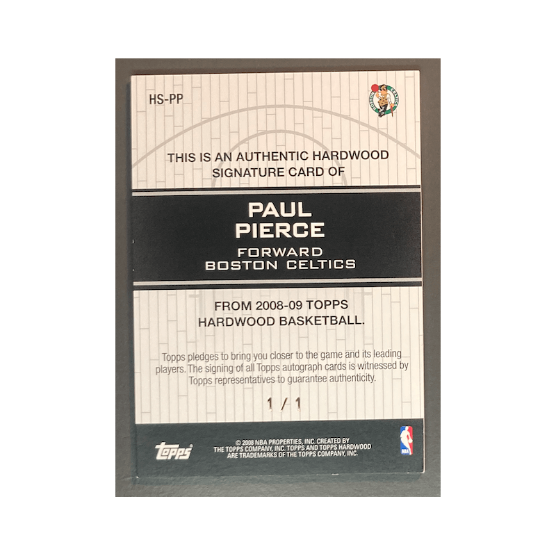 PAUL PIERCE 2008 TOPPS HARDWOOD EBONY Autograph 1/1