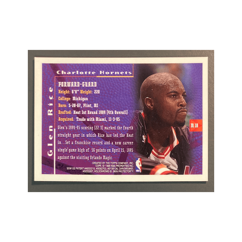 GLEN RICE 1995 TOPPS MYSTERY FINEST REFRACTOR GOLD