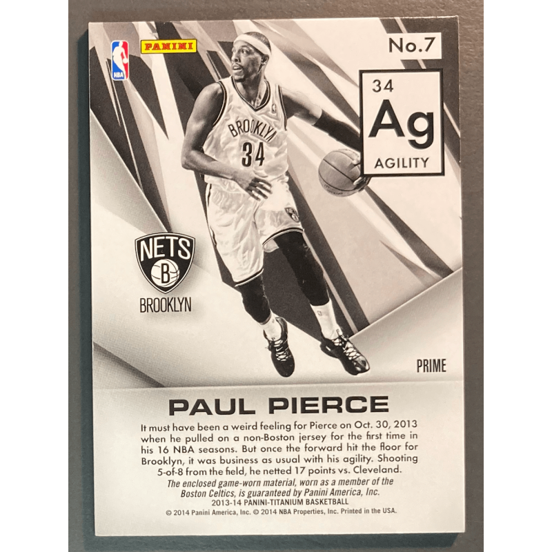 PAUL PIERCE 2013 PANINI TITANIUM ELEMENTS TAG N°7 1/1