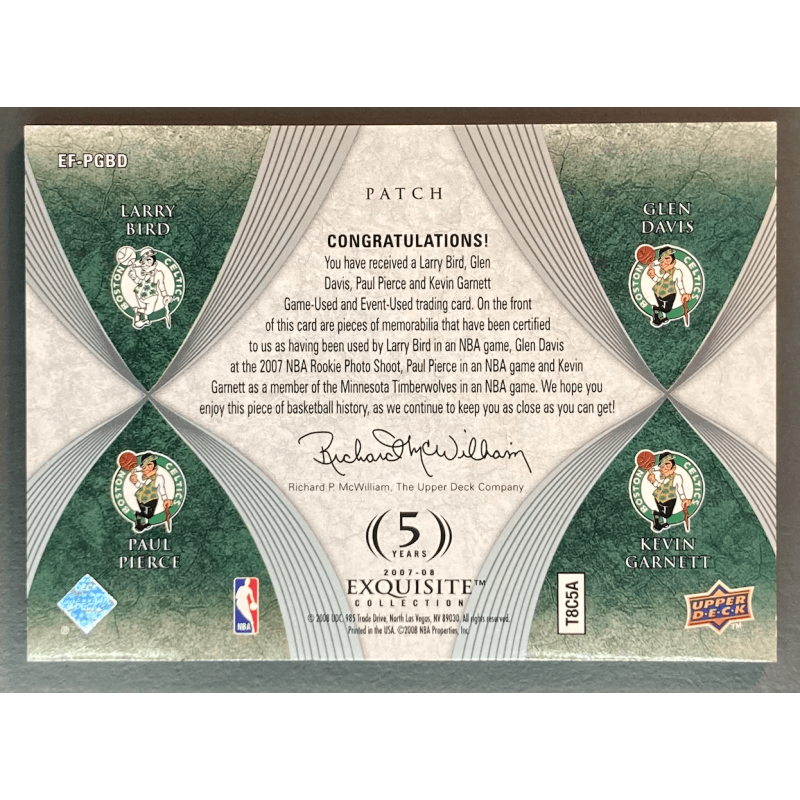 PIERCE / BIRD / GARNETT / DAVIS 2007 EXQUISITE QUAD PATCH 4/5