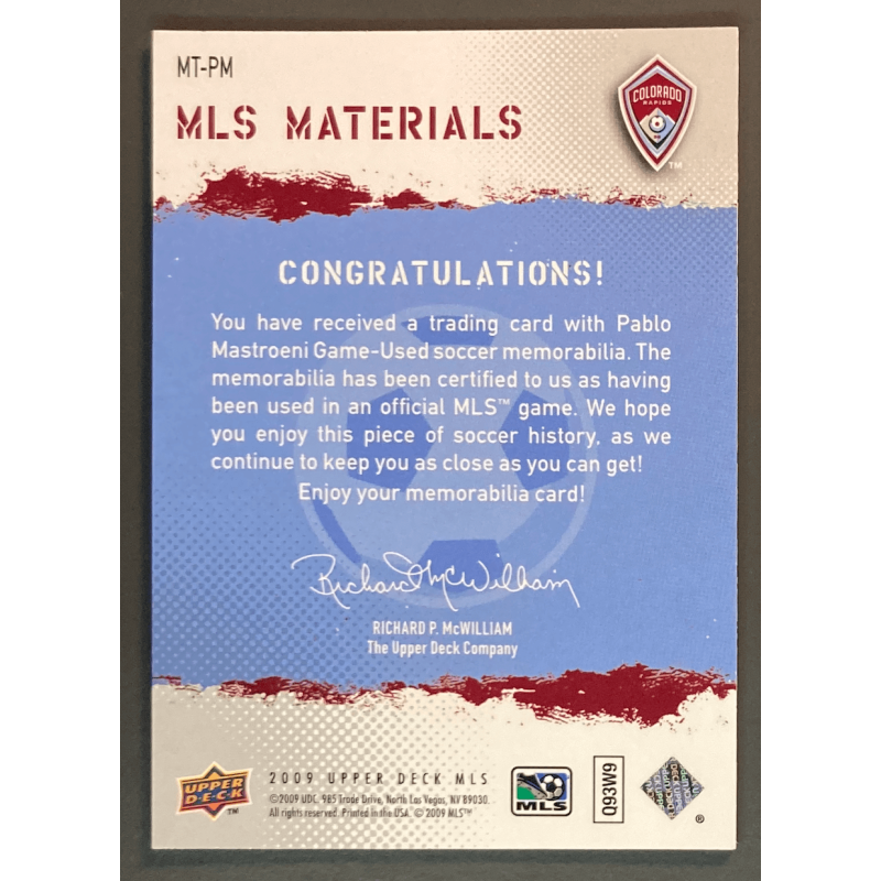 PABLO MASTROENI 2009 Upper Deck MLS Materials - MT-PM