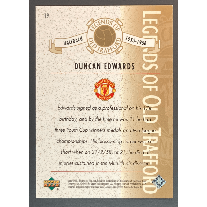 DUNCAN EDWARDS 2001 Upper Deck Legends of old Trafford - UTD L9