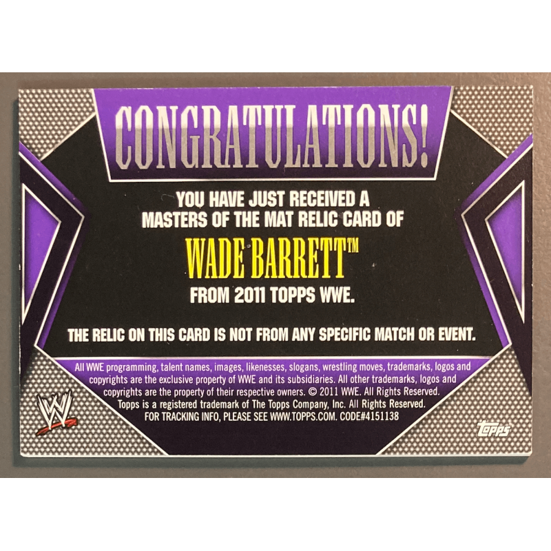 WADE BARRETT 2011 Topps WWE Masters of the Mat Relics