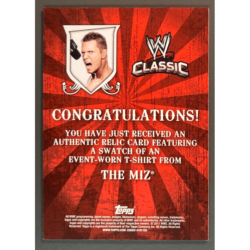 THE MIZ 2011 Topps WWE Classic Relics