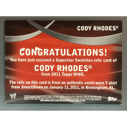 CODY RHODES 2011 Topps Superstar Swatches Event Used Shirt Relic Card