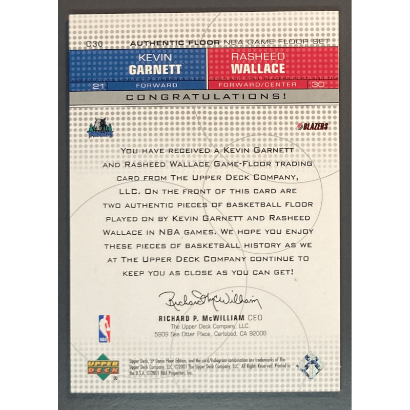 GARNETT / WALLACE 2000 UPPER DECK SP GAME FLOOR COMBOS