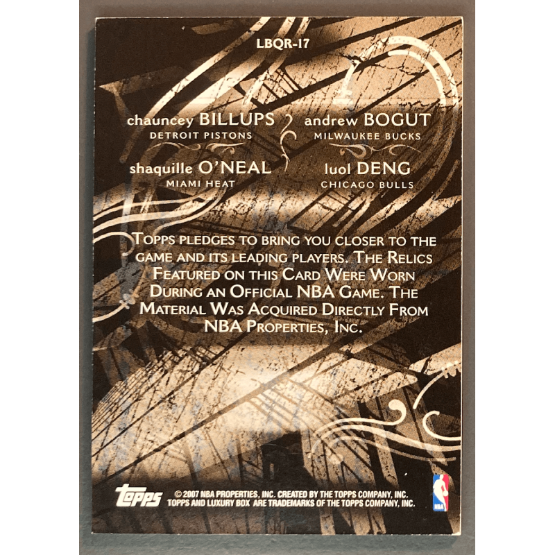 O'NEAL / BILLUPS / DENG / BOGUT 2006 TOPPS LUXURY QUAD RELIC
