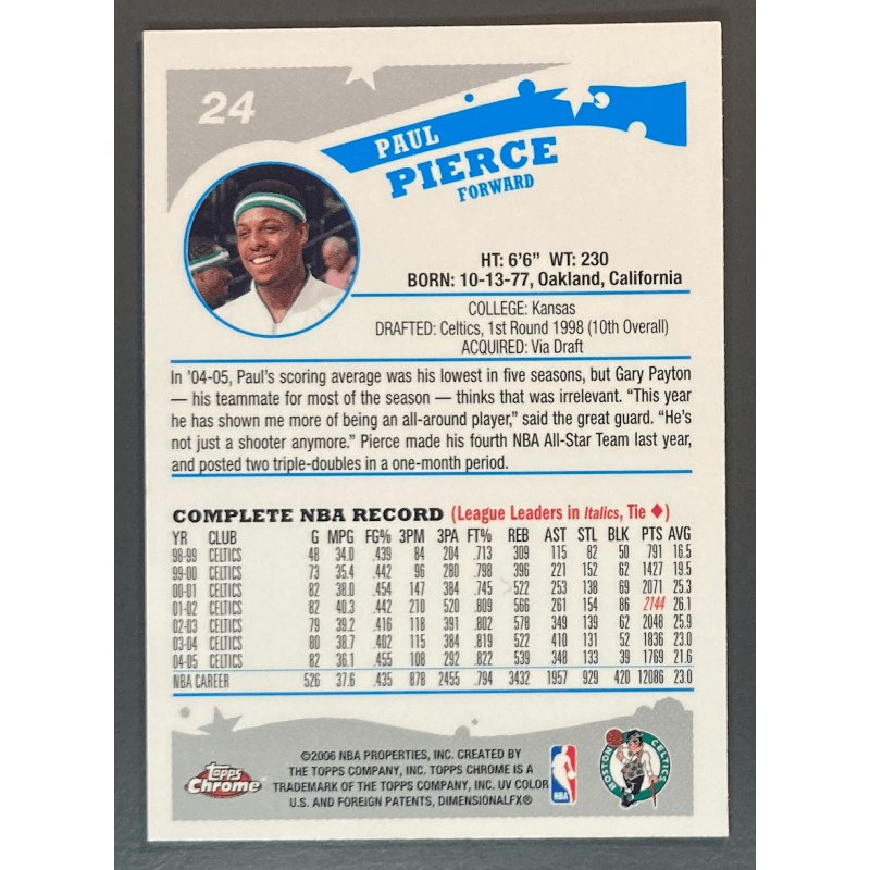 PAUL PIERCE 2005-06 Topps Chrome - 24