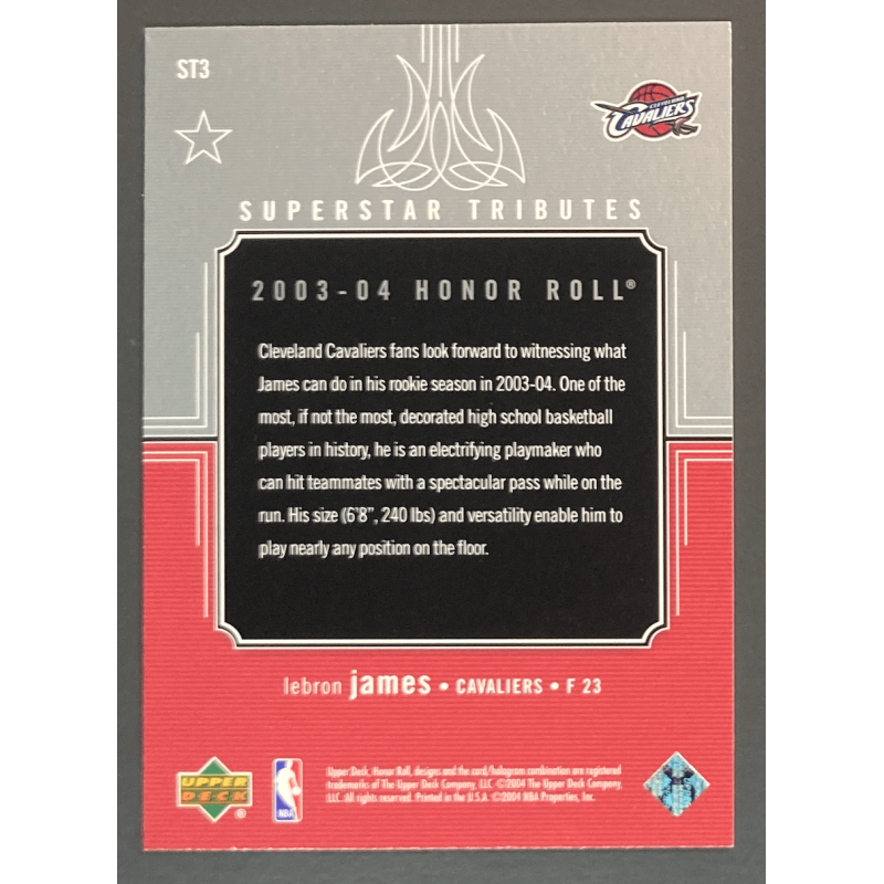 LEBRON JAMES 2003 HONOR ROLL SUPERSTAR TRIBUTE