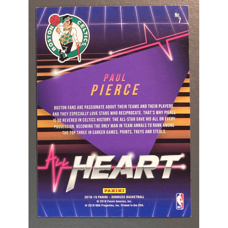 PAUL PIERCE 2018 PANINI DONRUSS ALL HEART PRESS PROOF 1/1
