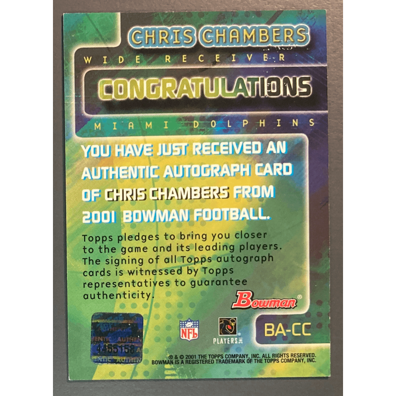 Chris Chambers 2001 Bowman Rookie Autograph