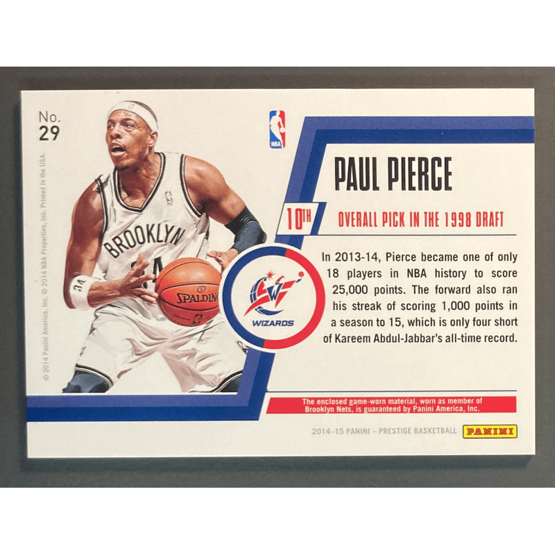 PAUL PIERCE 2014 PANINI PRESTIGE BONUS SHOT PATCH 1/1