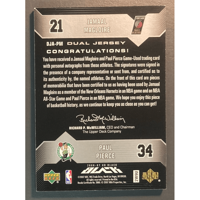 PIERCE / MAGLOIRE 2006 UD BLACK DUAL JERSEY AUTOGRAPH /25