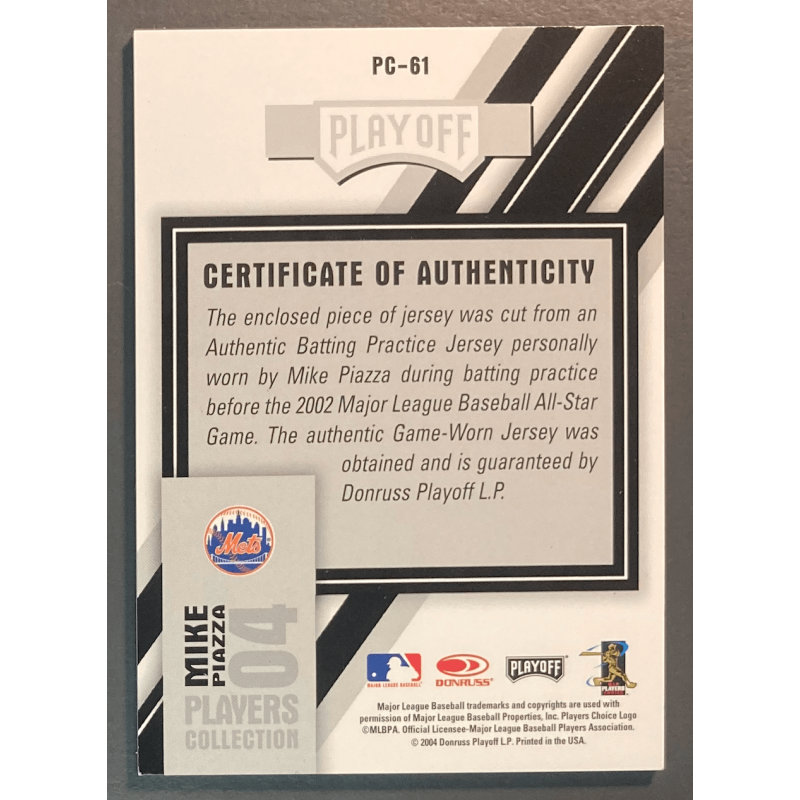 MIKE PIAZZA 2004 Playoff Prestige Players Collection Jersey - AS61