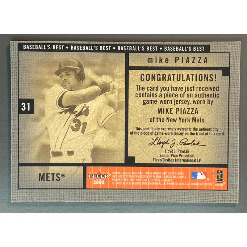 MIKE PIAZZA 2002 Fleer Showcase Baseball's Best Memorabilia Jersey