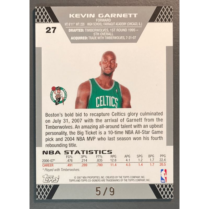 PIERCE / GARNETT 2007 TOPPS CO-SIGNERS RED FOIL 5/9