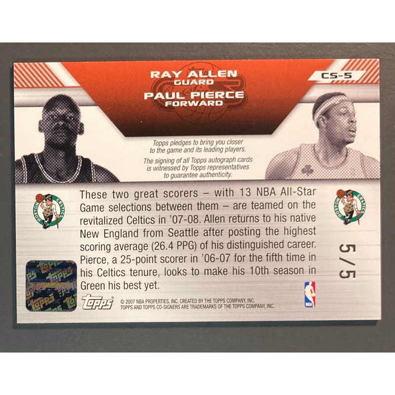 PIERCE / ALLEN 2007 TOPPS CO-SIGNERS DUAL AUTOGRAPH 5/5