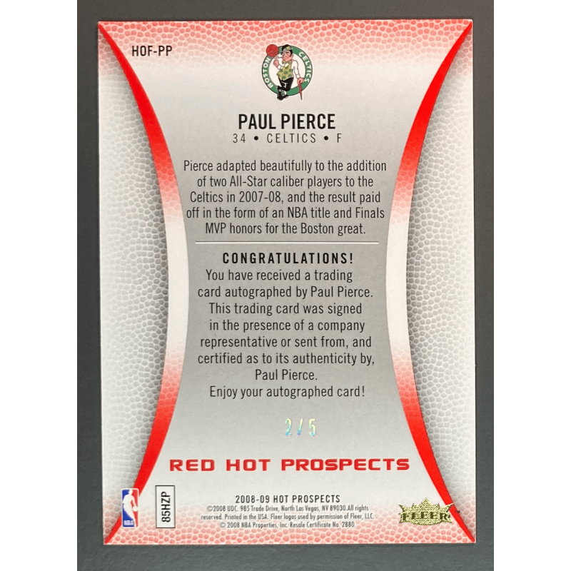 PAUL PIERCE 2008 HOT PROSPECT ROAD TO SPRINGFIELD AUTO 2/5