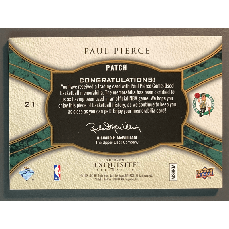 PAUL PIERCE 2008 UPPER DECK EXQUISITE Patch 07/10
