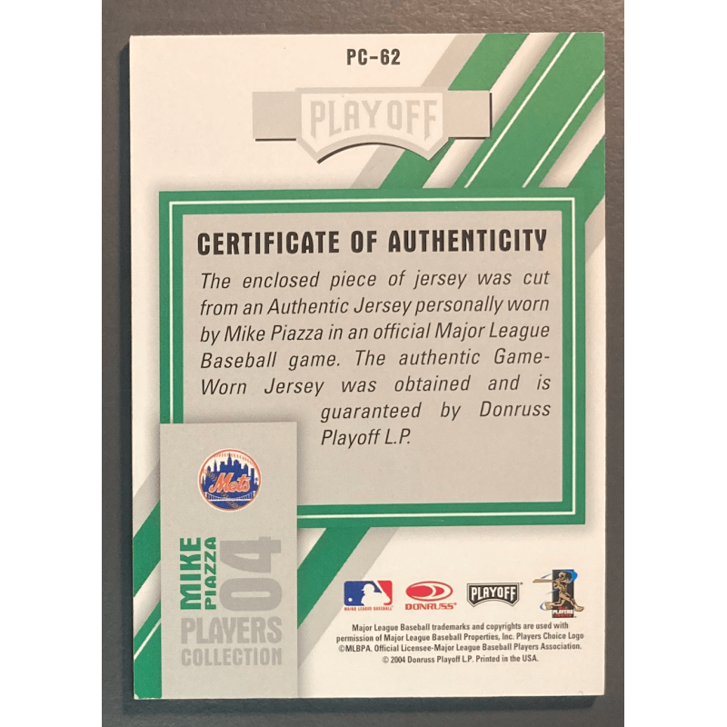MIKE PIAZZA 2004 Playoff Prestige Players Collection Jersey - 62