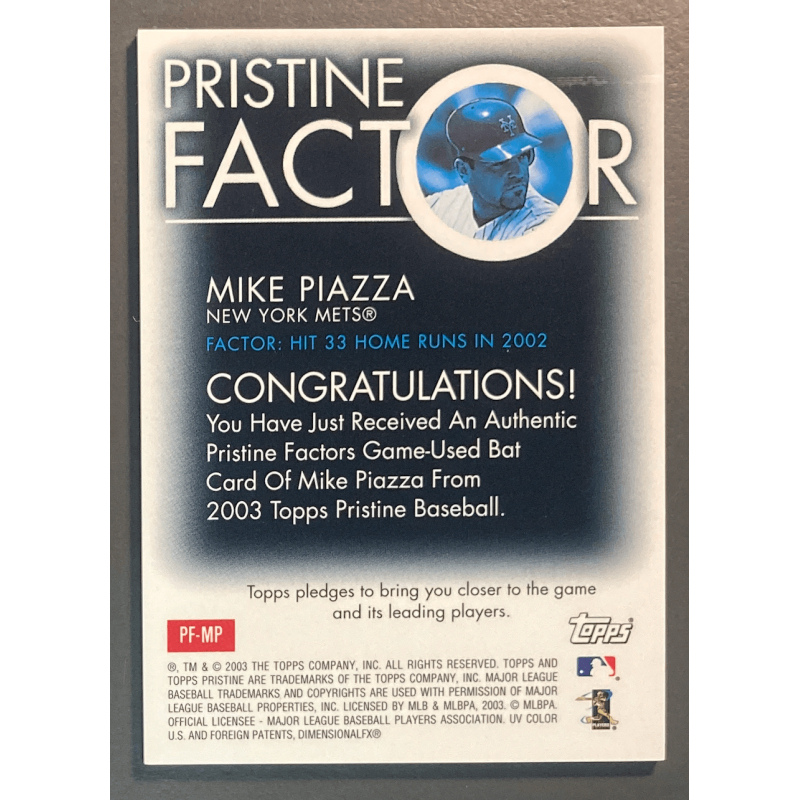 MIKE PIAZZA 2003 Topps Pristine Factor Bat Relics - MP